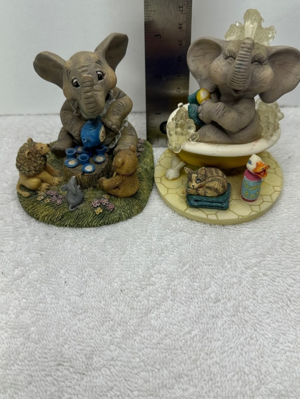 Hamilton Collection Peanut Pals Tom Newsom Elephant Figurine Set 1996 Vintage